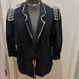 Vintage Vogue Black and Silver Military-Inspired Blazer